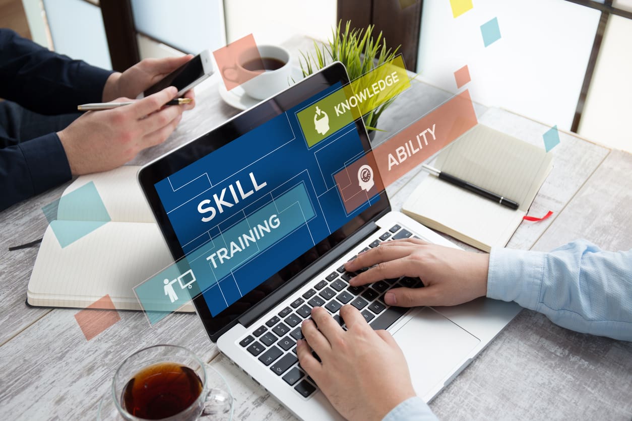 A person working on keyword and adding courses to enhance his projectional skills